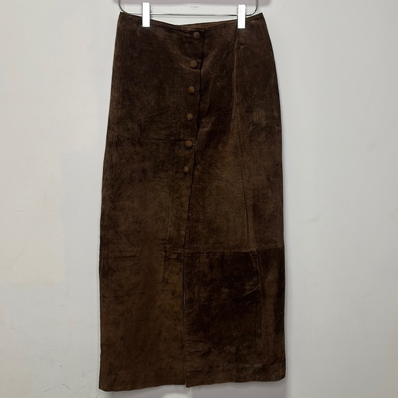 Fairweather Dresses & Skirts - FAIRWEATHER | Brown Leather Suede Pencil Skirt Midi Length